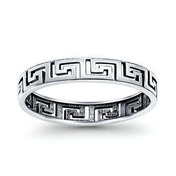 Aztec Oxidized Band Solid 925 Sterling Silver Thumb Ring (4mm)